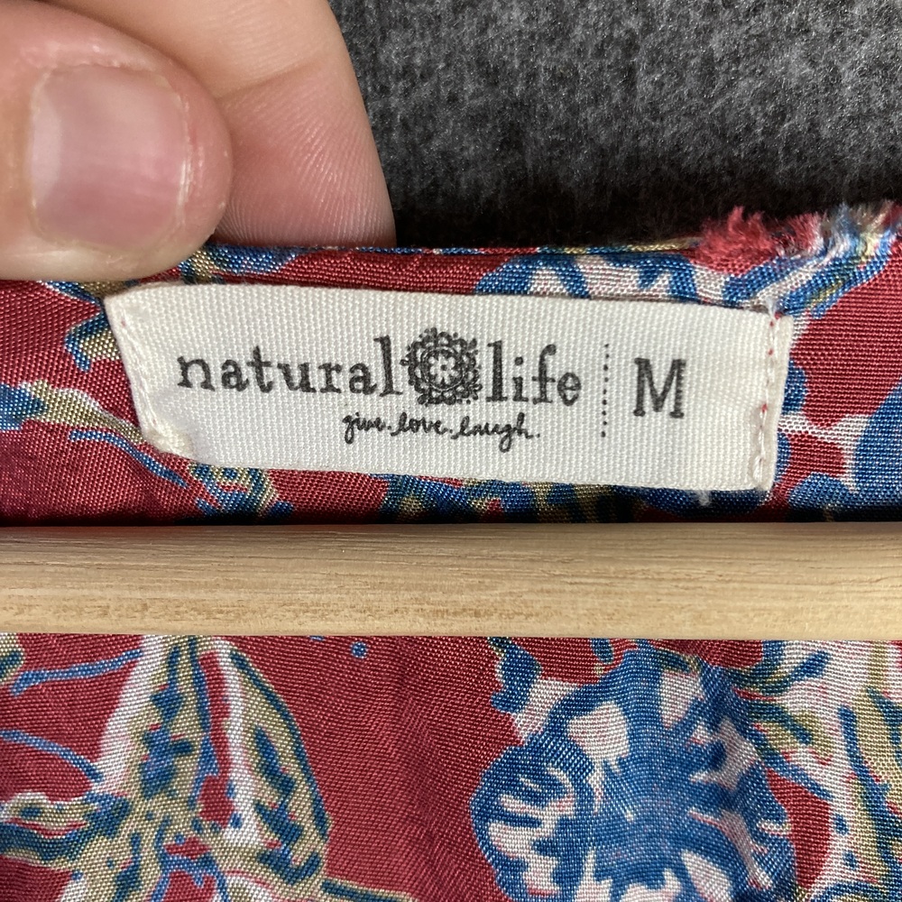 Natural Life Dress Womens Medium Floral Print Maxi Short Sleeve Boho Romantic - Picture 3 of 12